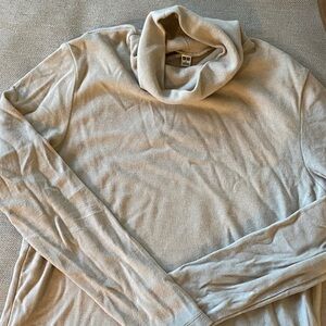 Uniqlo Light Beige Turtleneck EUC Women Fleece HeatTech L